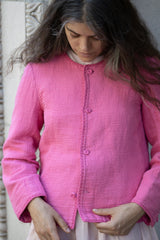 Cosmic Wonder Flower of Life Jacket in Crimson Plum