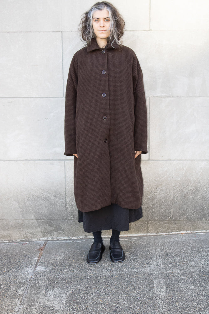 Casey Casey Big Blobby Coat in Brown Pin Check