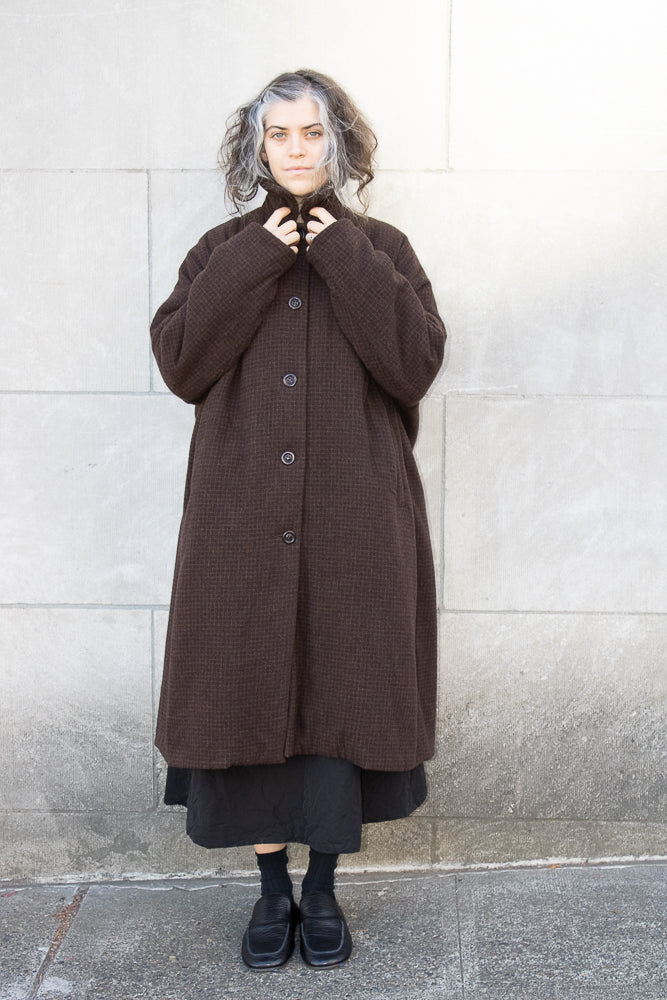 Casey Casey Big Blobby Coat in Brown Pin Check