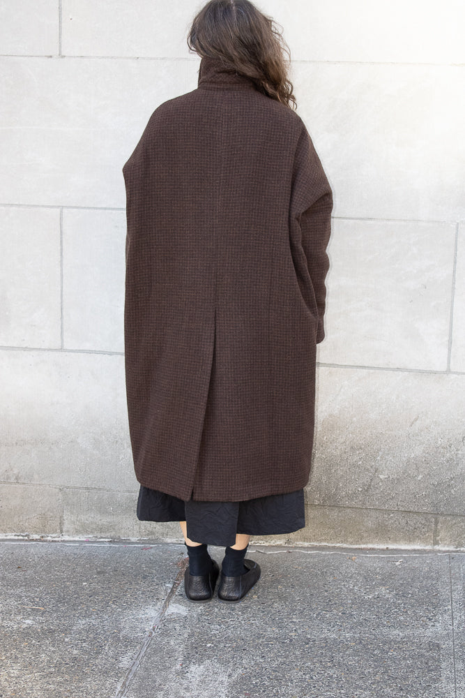 Casey Casey Big Blobby Coat in Brown Pin Check