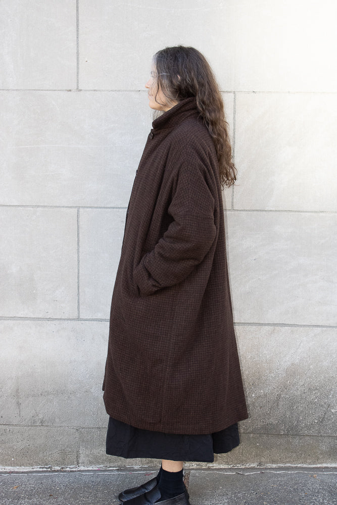 Casey Casey Big Blobby Coat in Brown Pin Check