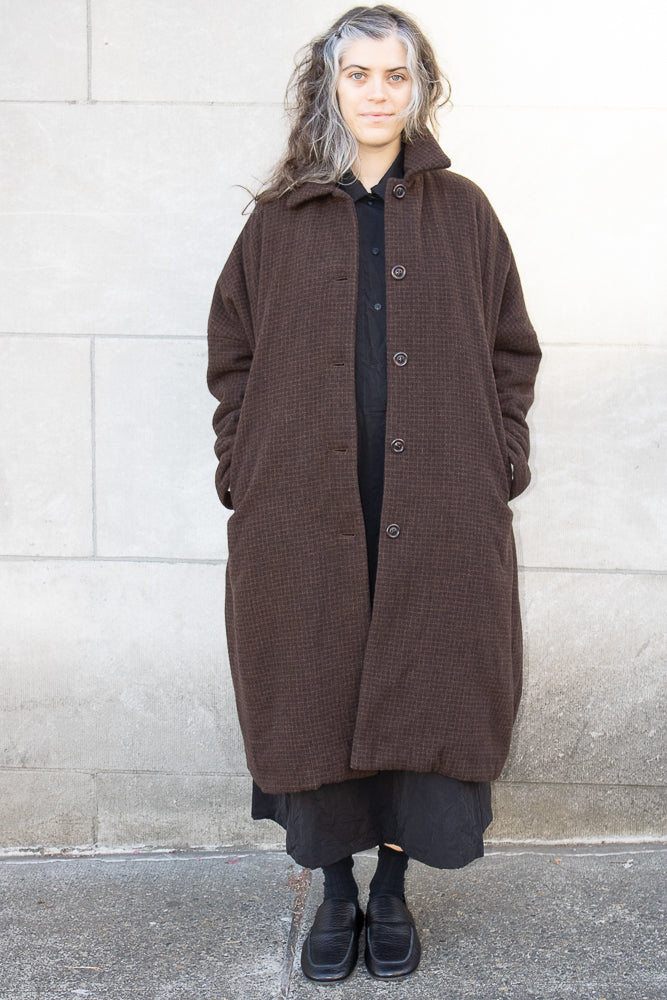 Casey Casey Big Blobby Coat in Brown Pin Check
