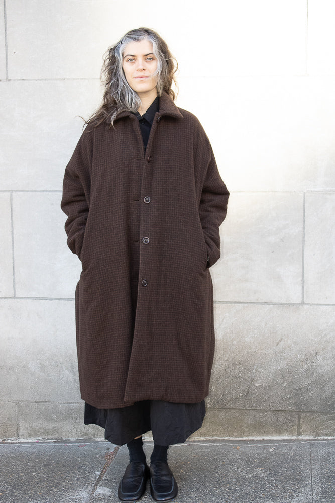 Casey Casey Big Blobby Coat in Brown Pin Check