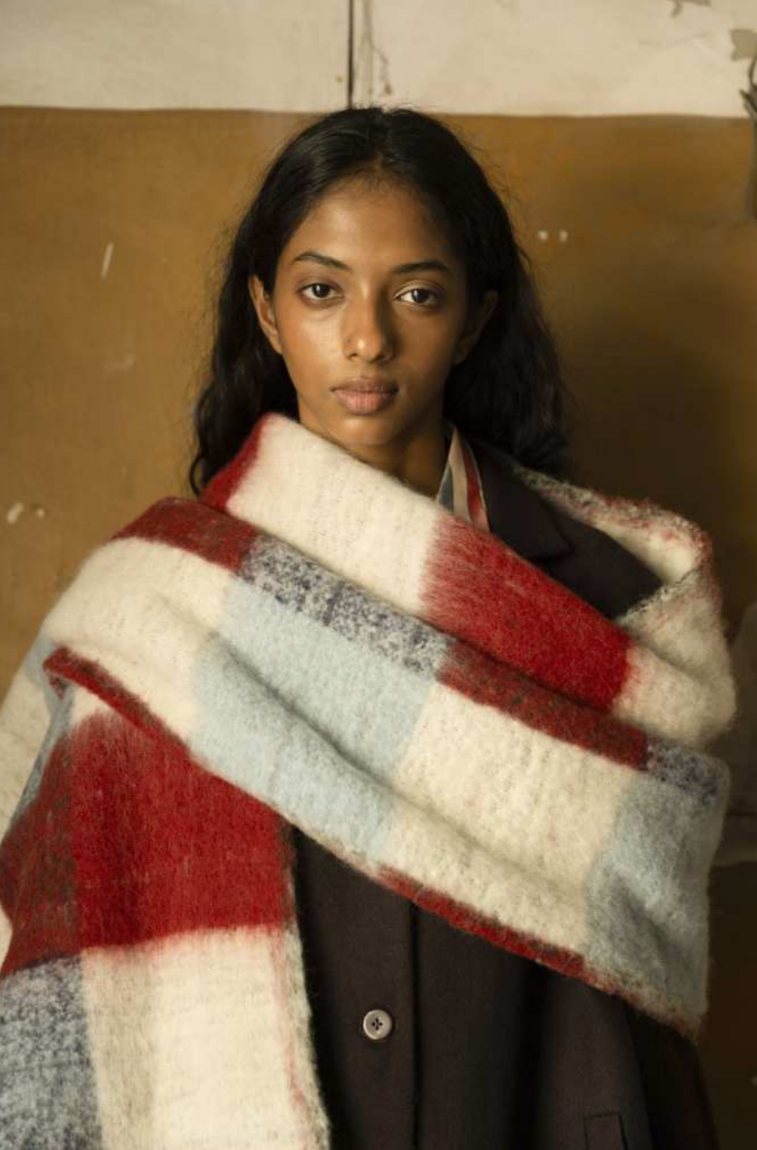 Runaway Bicycle  Red / Blue Checks Scarf